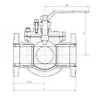 Q45F三通四密封球閥結(jié)構(gòu)圖