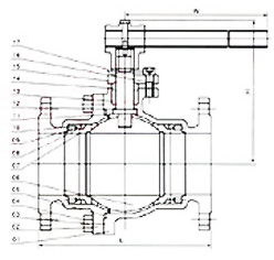Q41H/W硬密封球閥結(jié)構(gòu)圖