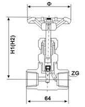 J13W型針型閥外形尺寸圖