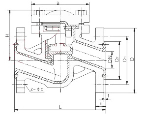 H44F46襯里止回閥外形尺寸圖