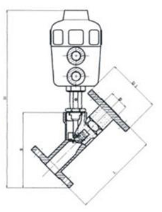 法蘭式氣動角座閥外形尺寸圖